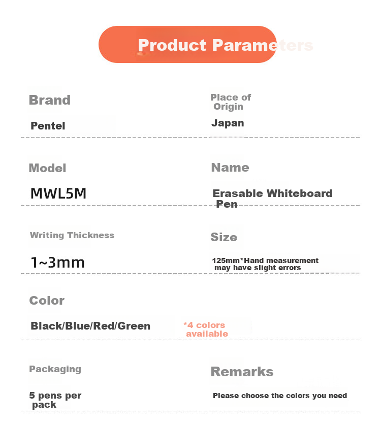 Pentel Whiteboard Marker, 2mm Direct Liquid Thick Round Tip, Erasable Marker, Imported, MWL5M, Black (Pack of 5) 6