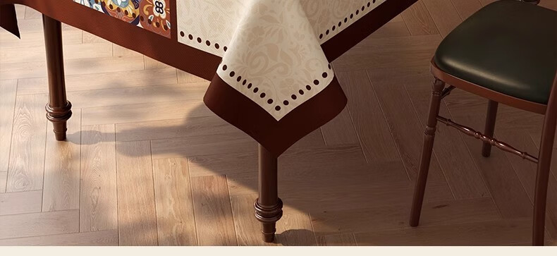 Fanyejia American-Style Tablecloth, Waterproof And Oil-Proof Dining Table Mat, Washable, Heat-Resistant, Luxurious Square Coffee Table Surface Protector 2