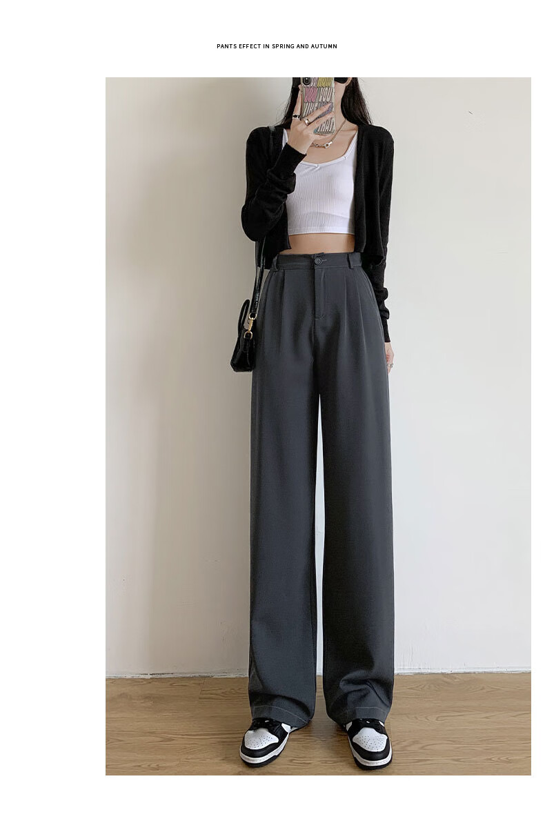 LangSha Women's Suit Pants Spring Autumn 2025 New Draped Casual Versatile Office Workwear Slim Straight Wide-Leg Trousers 14