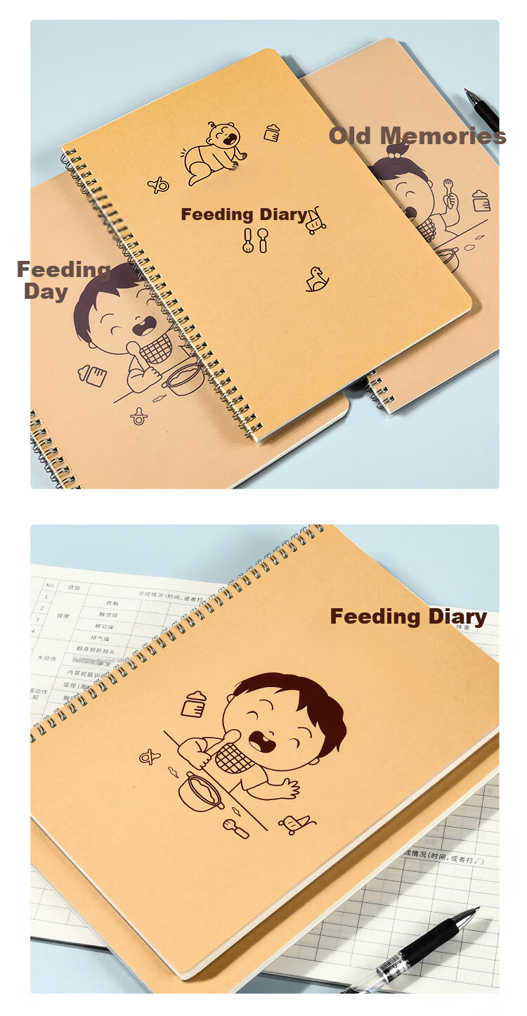 Weikeduoli 2 A5 Feeding Record Books for Baby Boys, Breastfeeding Diary, Newborn Growth Record Manual, Infant Supplementary Food Feeding Book, Soft Spiral Notebook, Can Record 100 Days [Internet Bestseller] 18