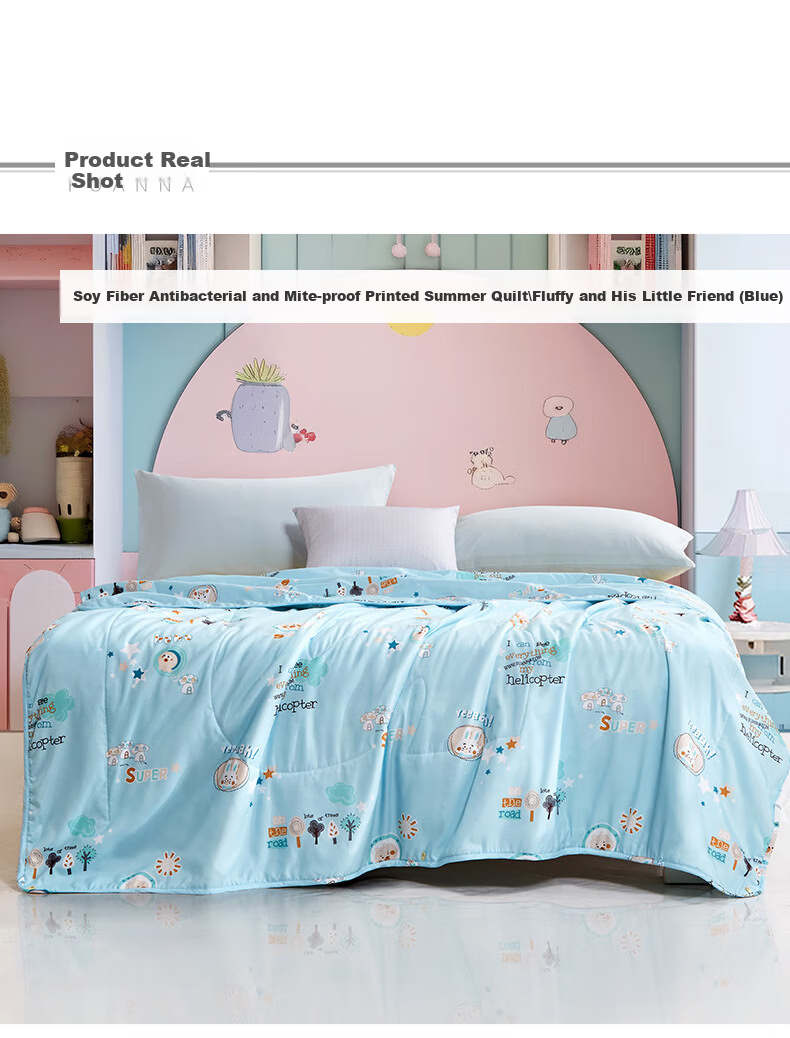 Fuannaertong Infant Class A 51% Soybean Fiber, Antibacterial Anti-Mite Brushed Printed Summer Quilt, 115*150cm 7