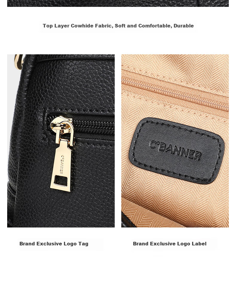 C.BANNER Top-Grain Leather Backpack for Women, Large Capacity Travel Bag, Light Luxury Birthday Mother's Day Gift, Practical Present for Mom 6