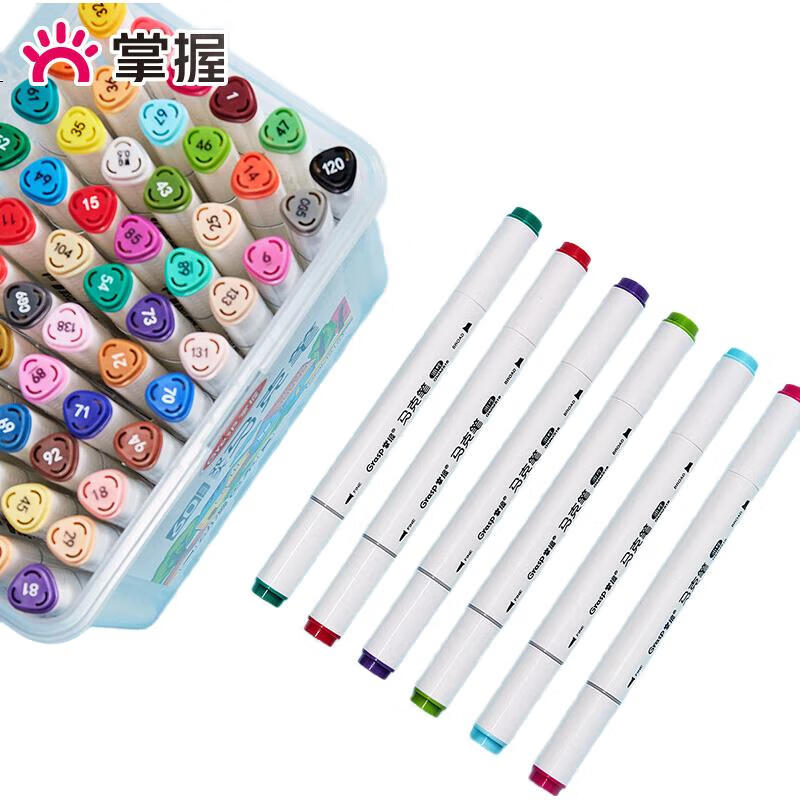 GRASP Double-Ended Alcohol Markers, 24 Colors, Quick-Drying, Student Hand-Drawn Triangular Barrel, Oil-Based Watercolor Pens, Anime Drawing Graffiti Pens, Watercolor Pens, Graduation Gift, Painting Brushes