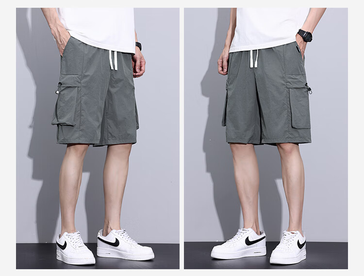 Yipintiancheng [Workwear Shorts] Summer Men's Lightweight Shorts, Loose-Fitting Versatile Casual Five-Point Shorts, Men's Pocket Workwear Mid-Length Pants 7