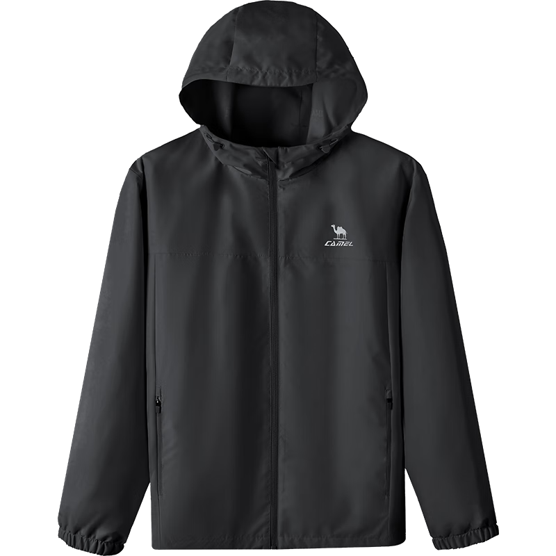 CAMEL Sports Jacket, New Style for Men And Women, Spring And Autumn Hooded Casual Versatile Jacket, Outdoor Water-Resistant Single-Layer Windbreaker
