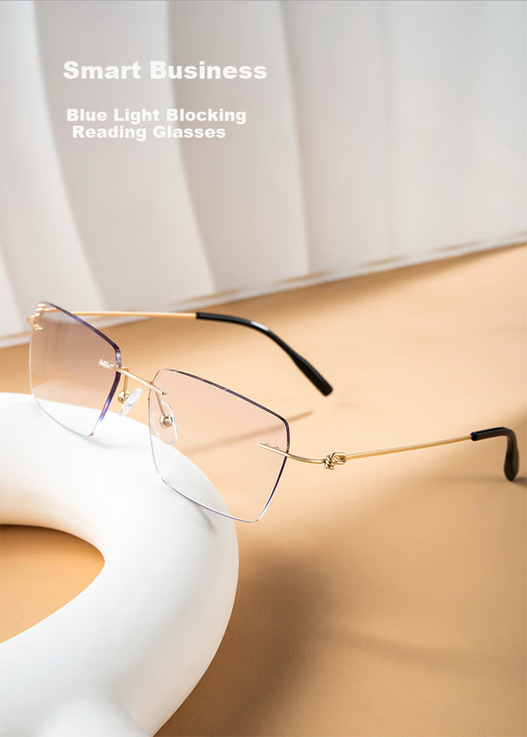 Fushikang Frameless High-Definition Anti-Blue Light Reading Glasses Ultra-Light Presbyopic Glasses for Men F9901 +150 Degrees 1