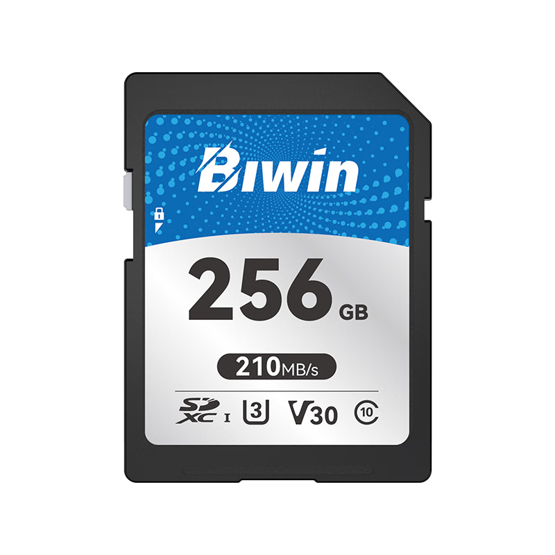 BIWIN 256GB SD Memory Card U3 V30 High-Speed SD Card 4K Ultra HD Recording Camera Memory Card Read Speed 210MB/s Write Speed 140MB/s
