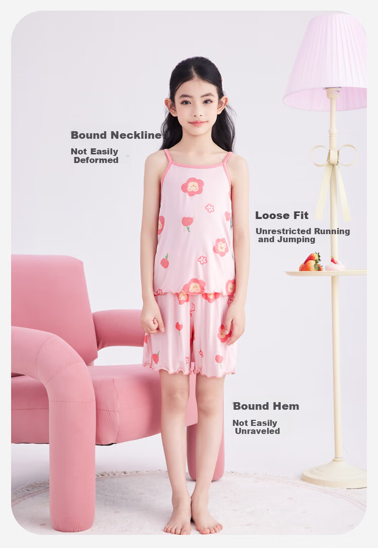 DEESHA [A-Grade Youkesi] 7A Antibacterial Girls' Air Conditioning Shirt, Cooling Tank Top for Older Children, Home Wear 1
