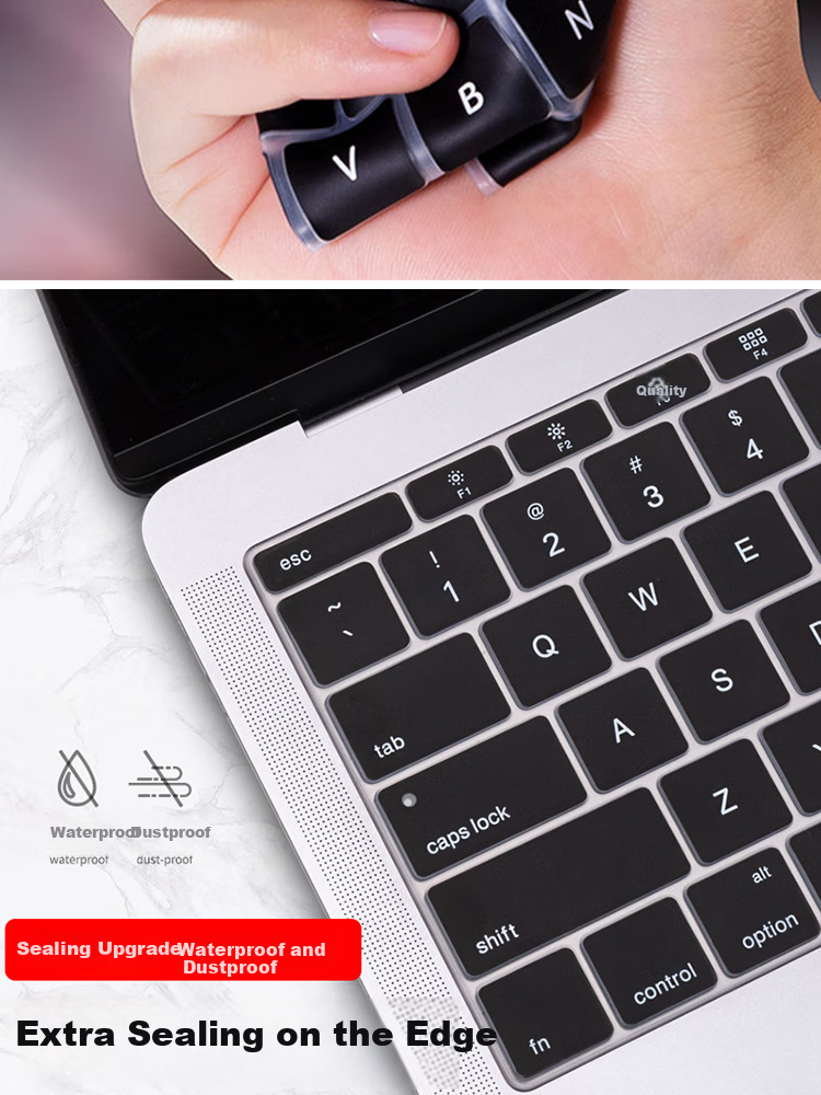 ESCASE MacBookPro 16/14 Inch 2021 Laptop Keyboard Protector for 14.2"/16.2" Universal, Apple Accessory A2442/A248new Soft Transparent Black 11