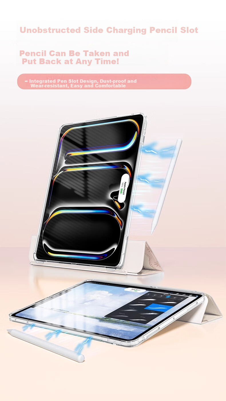RBP Compatible with 2025 IPad 11/10th Gen Protective Case, A16 Chip Tablet Cover Upgraded 3Y Sliding Track Detachable Crystal Clear Acrylic Shockproof Anti-Bend - Vintage Sweetheart 4