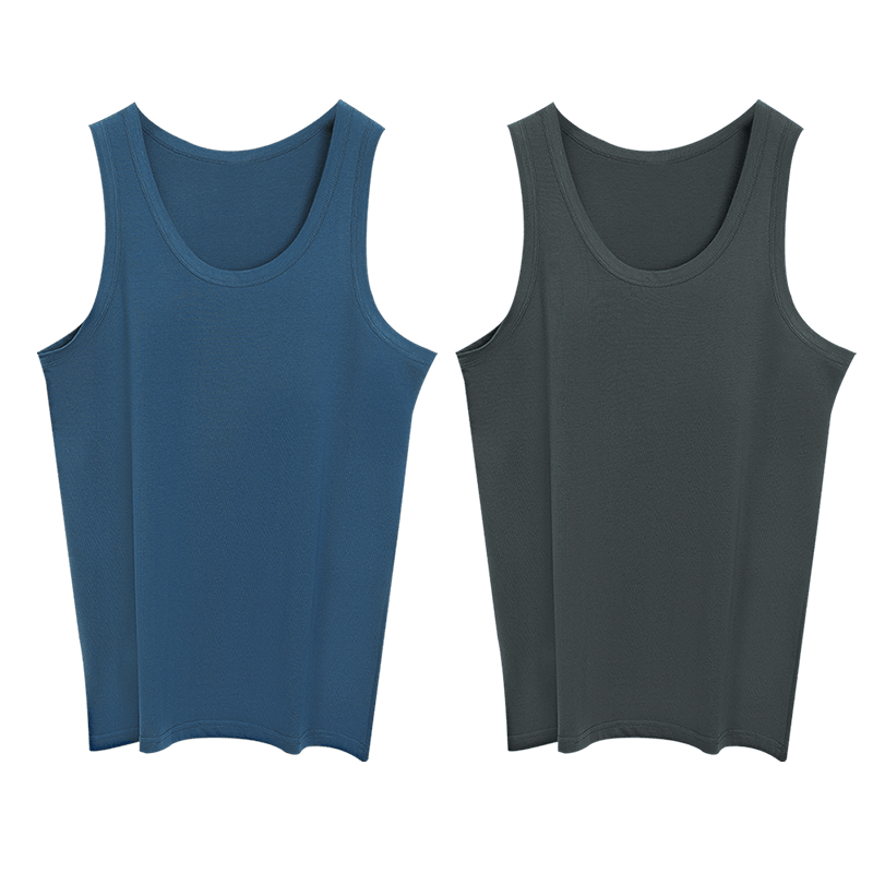Hodo Men's Antibacterial Pure Cotton Sweat-Absorbing Breathable Simple Sports Vest 2-Pack Summer New Arrival