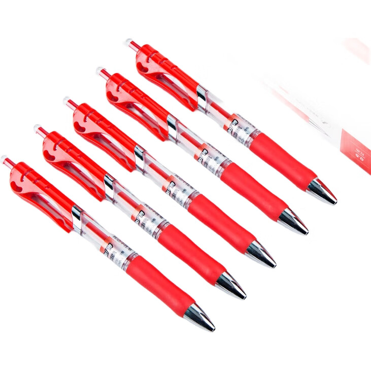 Набор из 12 красных гелевых ручек GuangBo BZX9K35R-DSZB, 0.5 мм, для письма, офиса и учебы