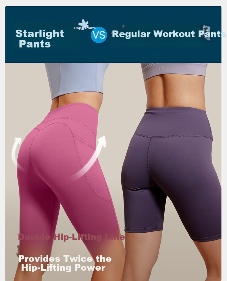 VFU Xingqing Five-Minute Yoga Pants, Outdoor Sports Cycling Shorts, High-Waisted Butt-Lifting Tight-Fitting Shorts, Rose Pink, Size S 7