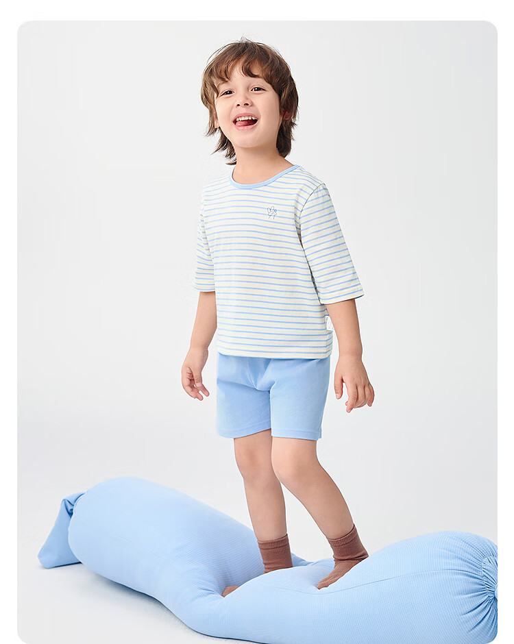 Balabala Kids Pajama Set Boys Girls Homewear Toddler Older Children Air Conditioning Clothes Summer New Pure Cotton 5