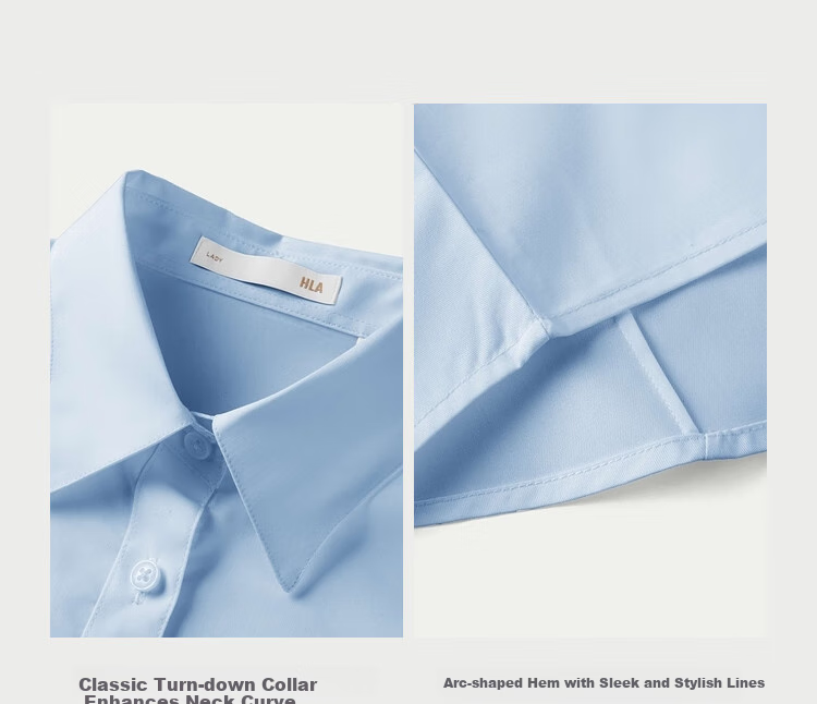 HLA Short-Sleeve Shirt, Summer Business Commute, Solid Color Formal Blouse, Women's Clothing, Bleached, 160/84A (36), Qixi Gift 3