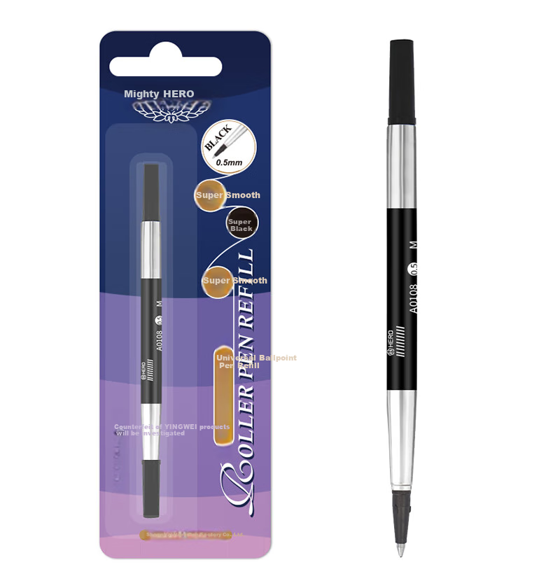 HERO Ballpoint Pen Refill, A0108 Daily Writing Practice Signature Pen Refill, 0.5mm, Black, Pack of 10 1
