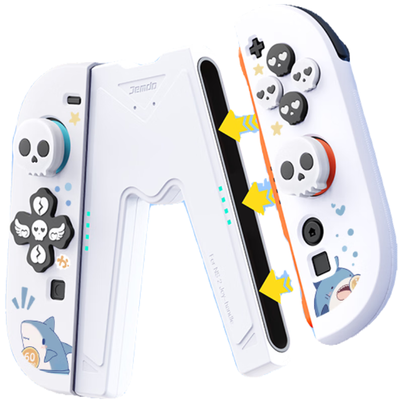 Jemdo Compatible Switch Joy-Con Controller Charging Grip Accessory, Play While Charging, Hand-Friendly, Supports Use with Case, Magnetic Attachment, White
