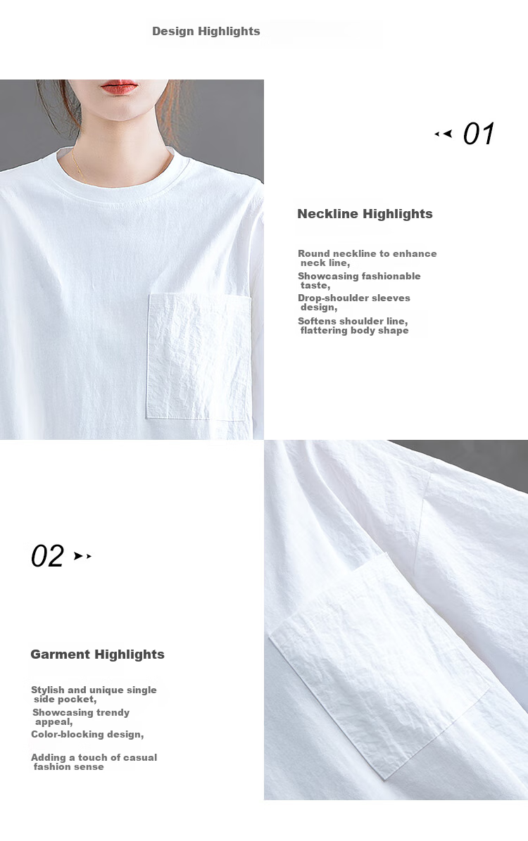 Siboshe Loose T-Shirt, 2026 Summer Collection, Slimming Round Neck Pullover, Simple And Comfortable Top 2
