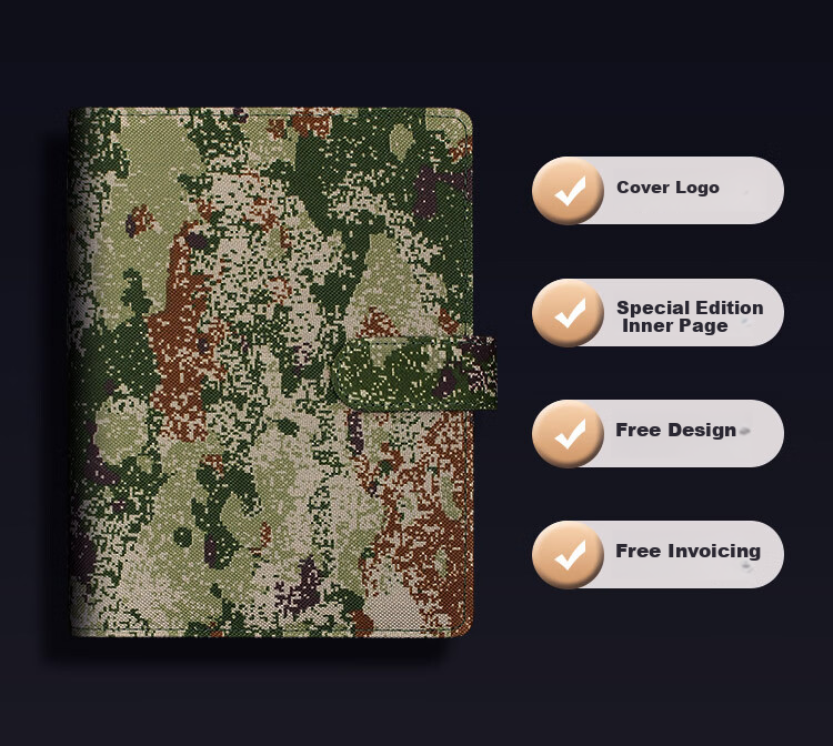 Tangyi A5 Ink-Wash Summer 6-Ring Binder Notebook with Buckle, 100 Sheets 200 Pages Military Training Theory Study Work Journal Meeting Minutes Book Customizable Logo 3