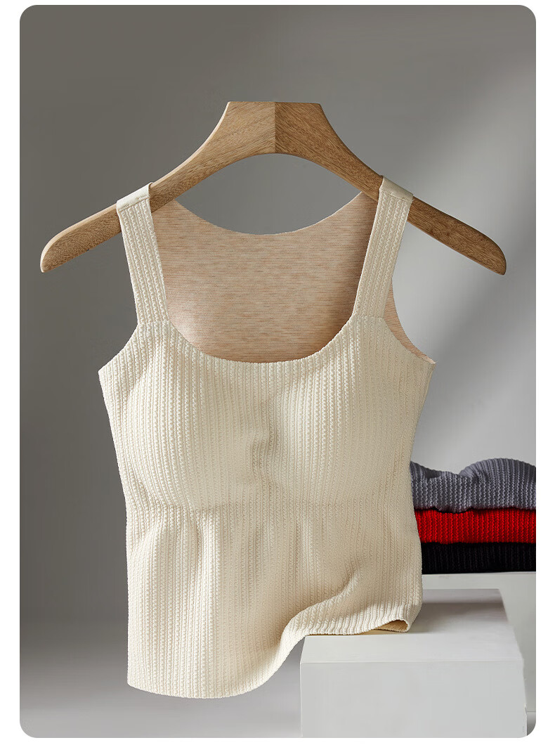 YUZHAOLIN Women's Warm Vest with Built-in Chest Pad, Wool and Silk Blend, Fleece-Lined, Stylish Back, Autumn Winter Base Layer Top 8