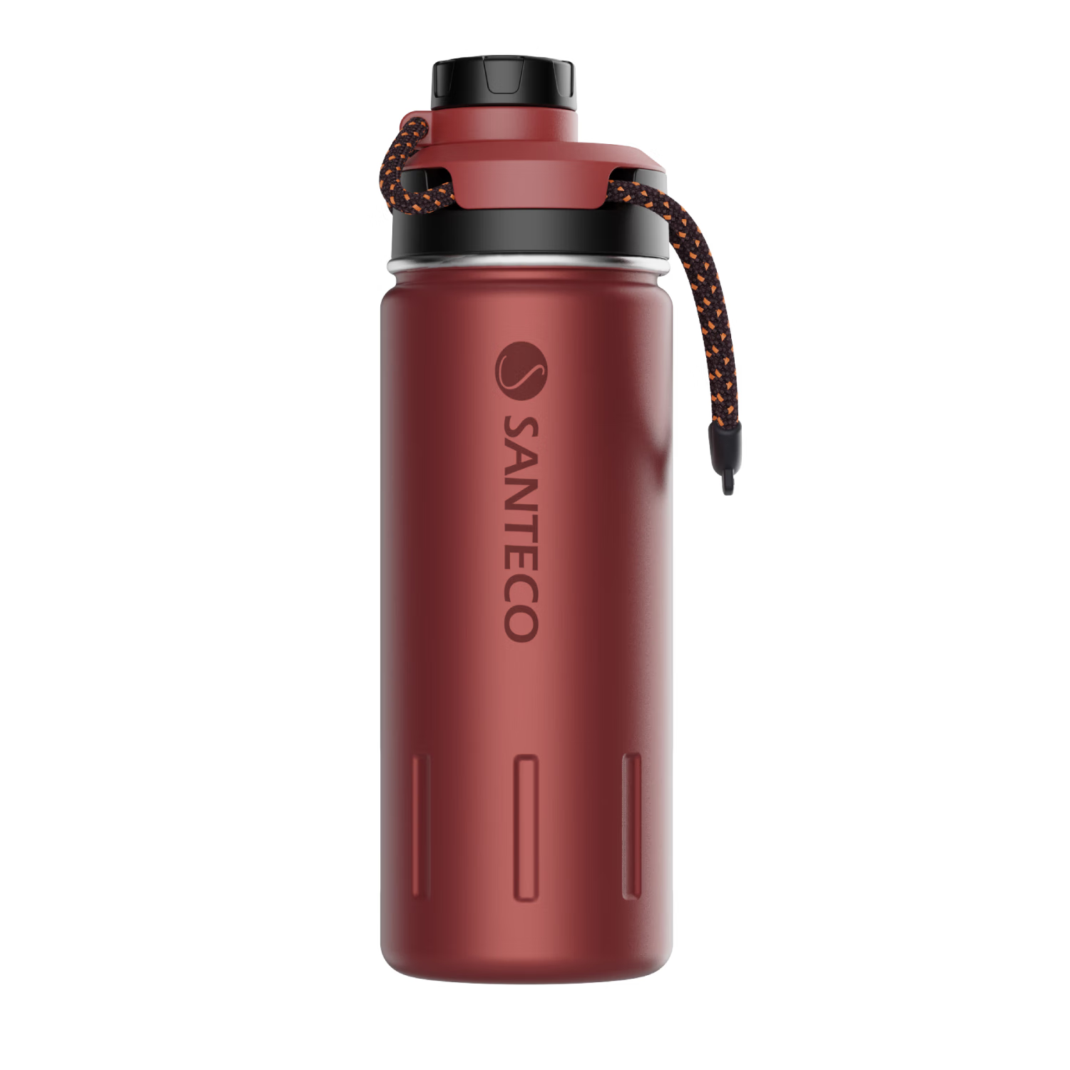 SANTECO Stainless Steel Insulated Water Bottle, Sports Cup, Portable Outdoor Men's Car-Mounted Large Capacity Bottle for Cycling, Ochre Red Color