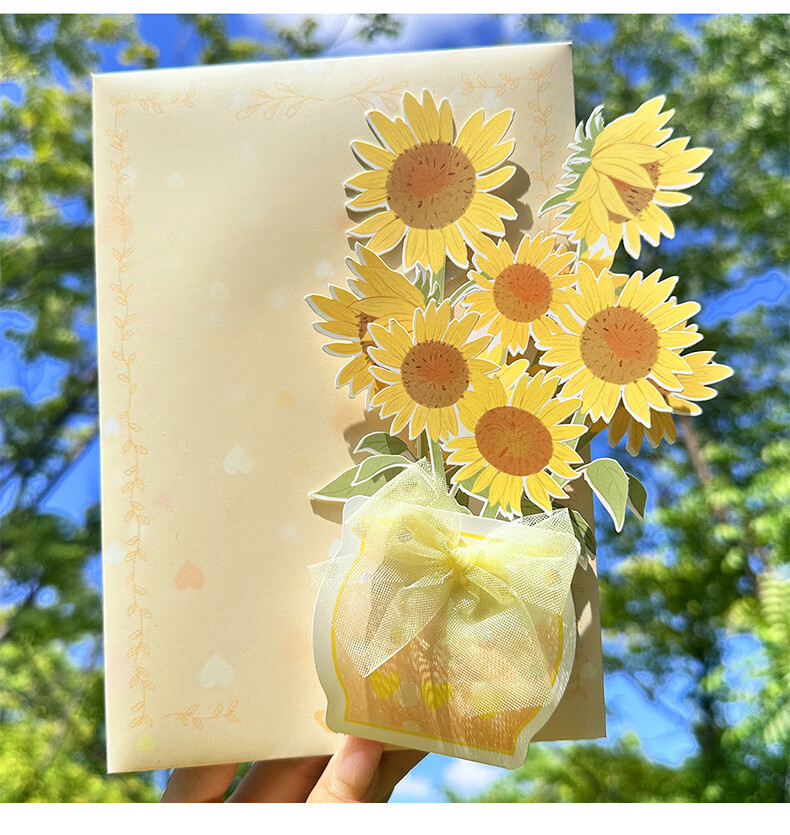 DiLe Birthday Gift for Teacher DIY Handmade Blooming Bouquet Kindergarten Primary School Creative 3D Pop-up Mom Greeting Card Postcard Single MJ-A665 Blue 14