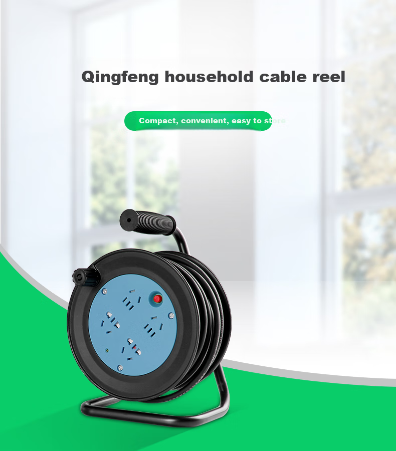 Kyfen Home Mini Cable Reel, Portable Power Strip with Four Outlets, Overheat Protection, High-Temperature Flame Retardant, Thickened Wire Core, Total Length 10 Meters 1