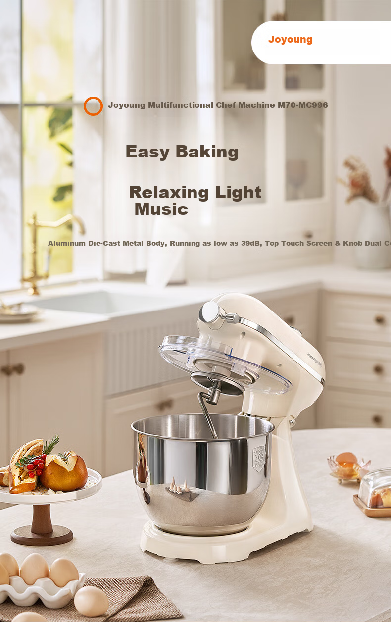 Joyoung Kitchen Machine, Home Use Quiet Dough Mixer, Kneading Machine, 7L Large Capacity, Top-Loading Touch Control, Fully Automatic Multifunctional Food Processor M70-MC996 1