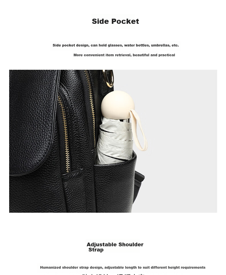 C.BANNER Top-Grain Leather Backpack for Women, Large Capacity Travel Bag, Light Luxury Birthday Mother's Day Gift, Practical Present for Mom 7