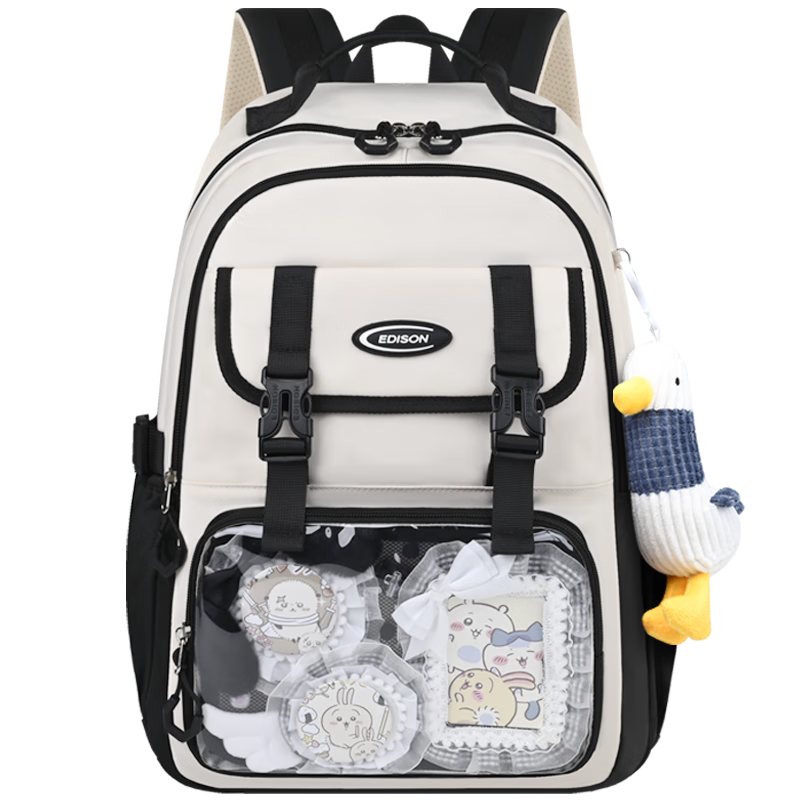 Edison Inventor Middle School Backpack with Spine Protection for Boys And Girls, High School Students, Anime-Style Trendy Double Shoulder Bag 2564-1 Black
