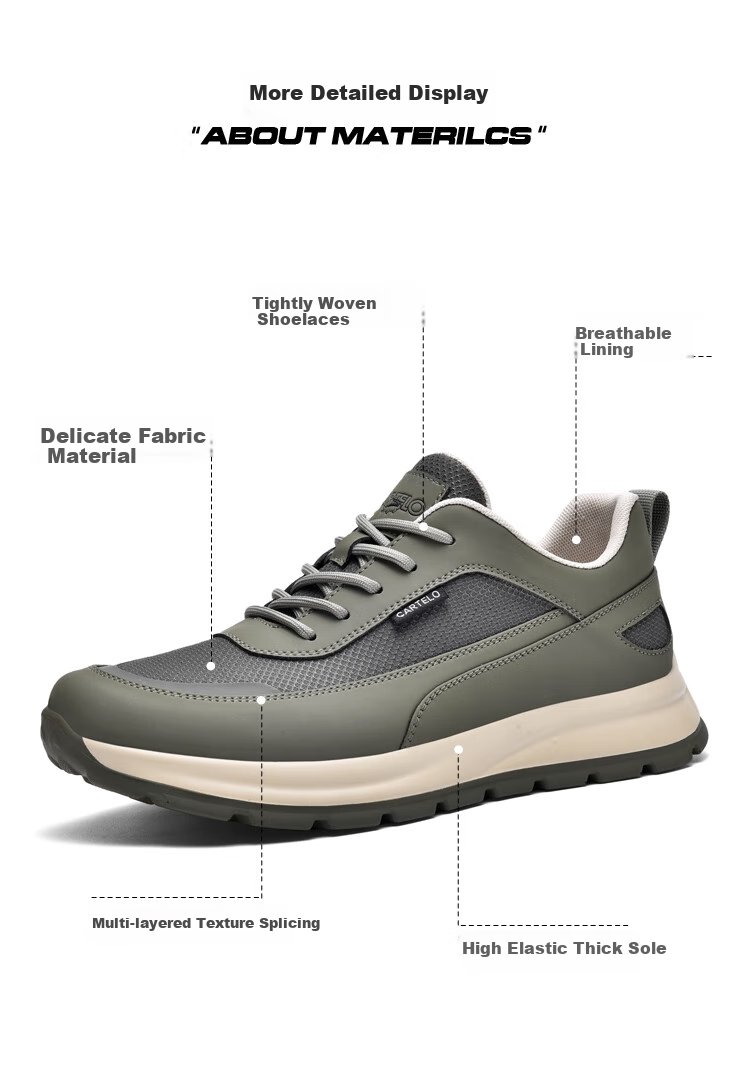 CARTELO Men's Casual Sneakers, Trendy Versatile Shoes, Low-Top Breathable Mesh Shoes for Men, 5318 Bean Green, Size 38 5