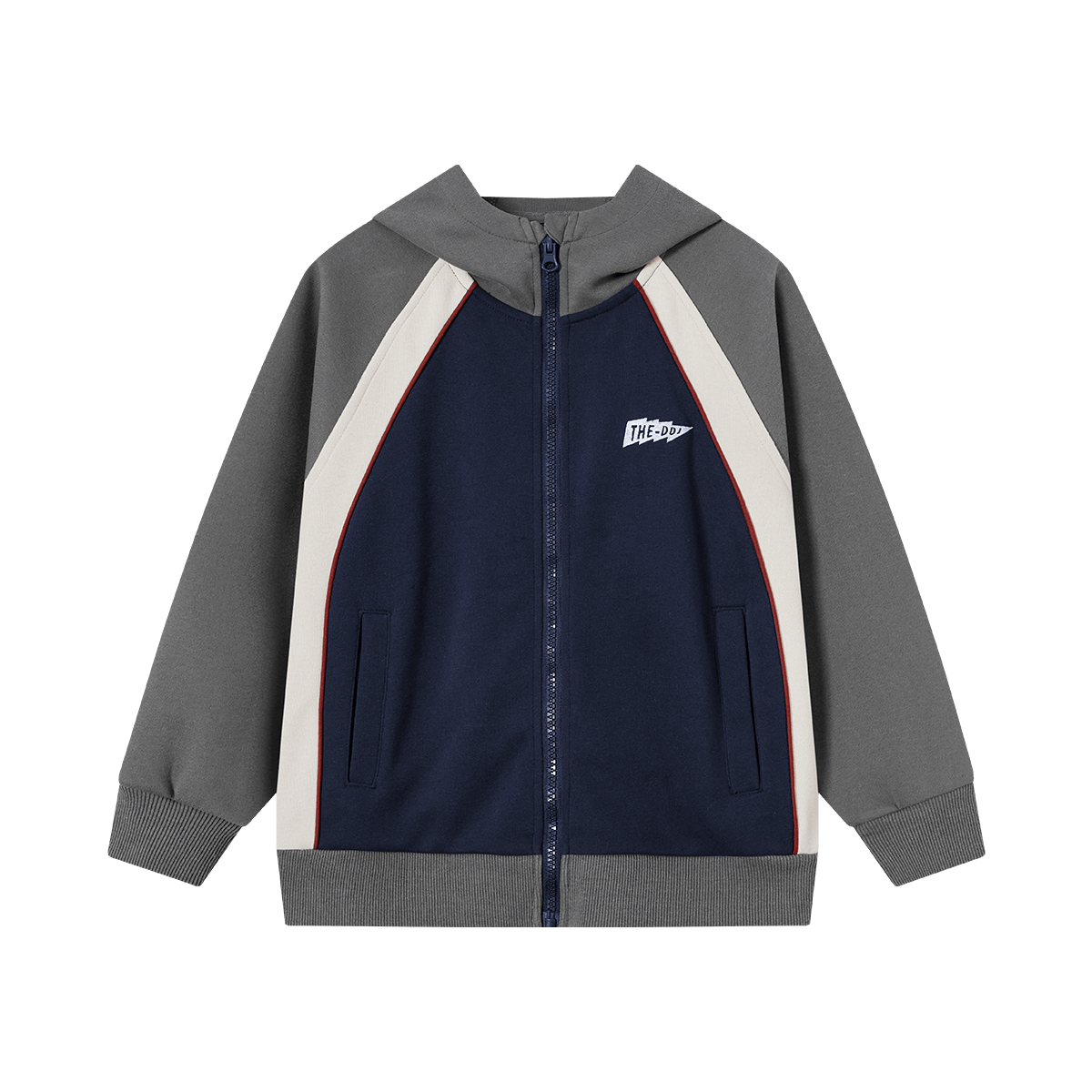 Duoduojia Boys' Knitted Jacket, Spring And Autumn Style, Children's Comfortable Casual Hoodie, Autumn Fashion Trendy Versatile Color-Block Raglan Sleeve Top