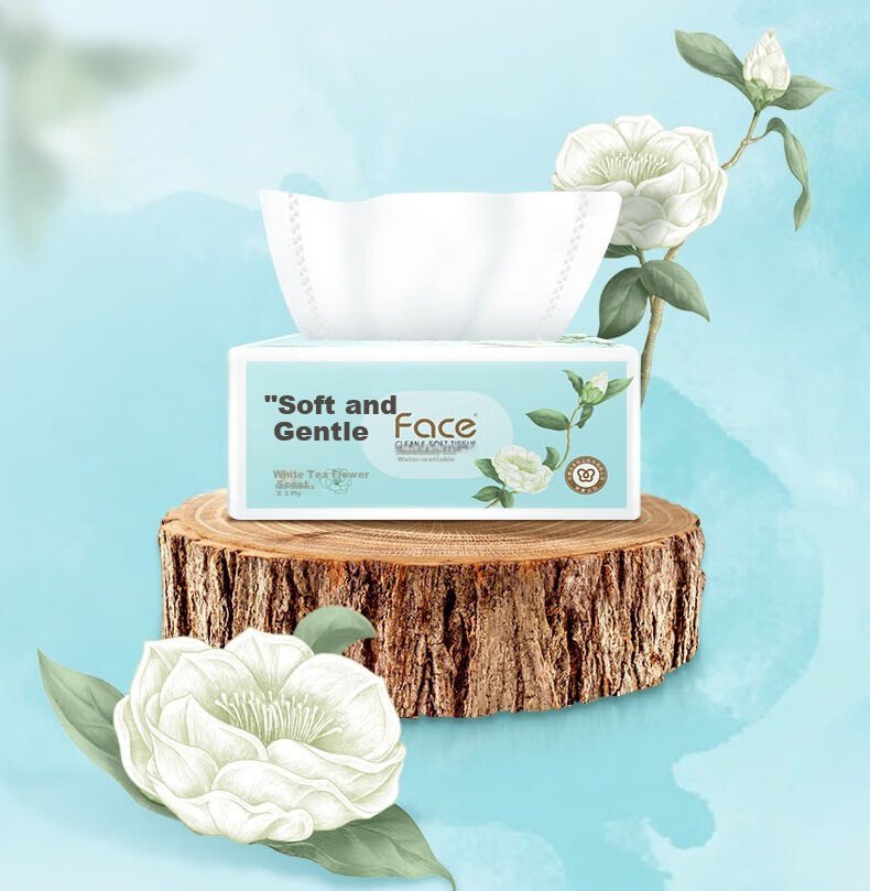 Jierou Facial Tissues, Face White Tea Scent, 3-Ply, 120 Sheets, 6 Packs, PR248-48R/PR295 Single Pack 9