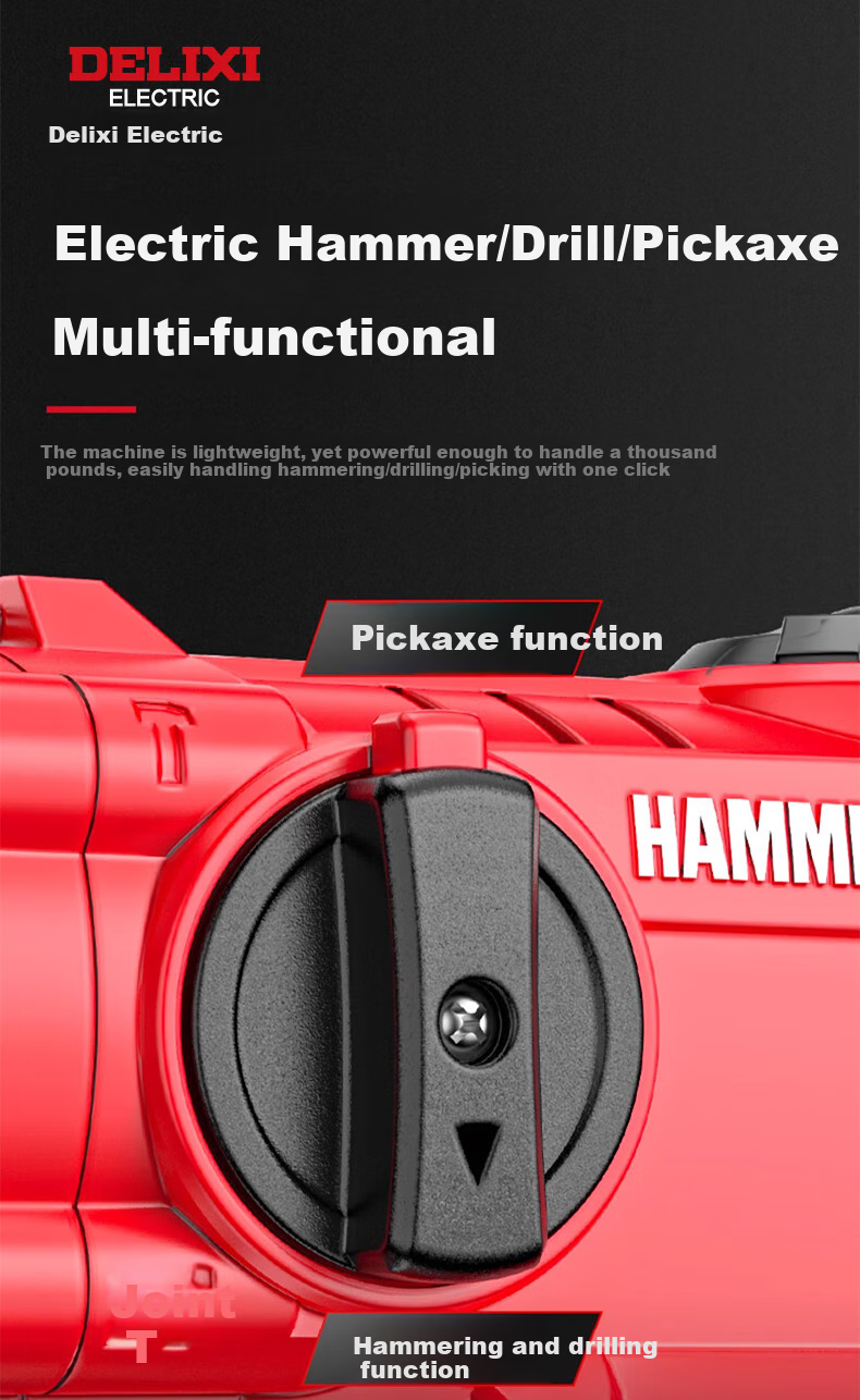 DELIXI ELECTRIC (DELIXI) Electric Hammer, Electric Pick, And Electric Drill High-Power Three-In Impact Drill for Concrete, Home Use, Multi-Functional Electric Hammer 4