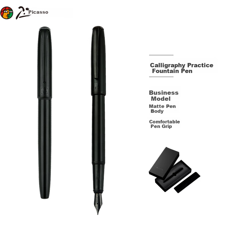 Pimio Fountain Pen, Signature Pen, Business Office Gift, Adult Student Calligraphy Practice, Birthday Gift for Men And Women, Ink Pen 916 Midnight Black
