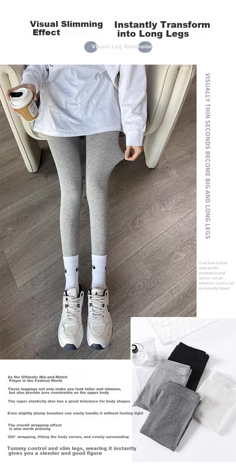 LangSha Modal Leggings for Women, Spring And Autumn Wear, Nine-Tenths Thin Yoga Pants, Black Slim-Fit Elastic Skinny Pants 4