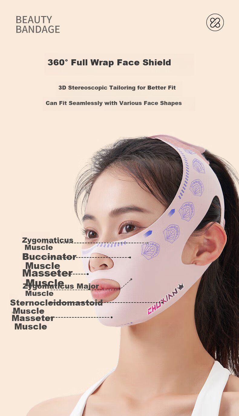 Chuxian Face Mask Lifting and Firming Magic Sculpting Headgear Double Chin Nasolabial Fold Facial Bandage Sleep Face Sculpting V-Line Mask 14