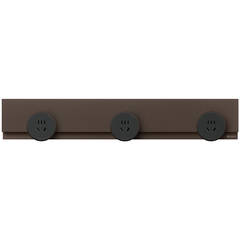 BULL Surface-Mounted Ultra-Thin Invisible Track Socket, Slot-Free Movable Wall-Mounted High-Power Switch Socket Panel, 50cm + 3 Five-Hole Stone Texture Yadan Coffee GB7S