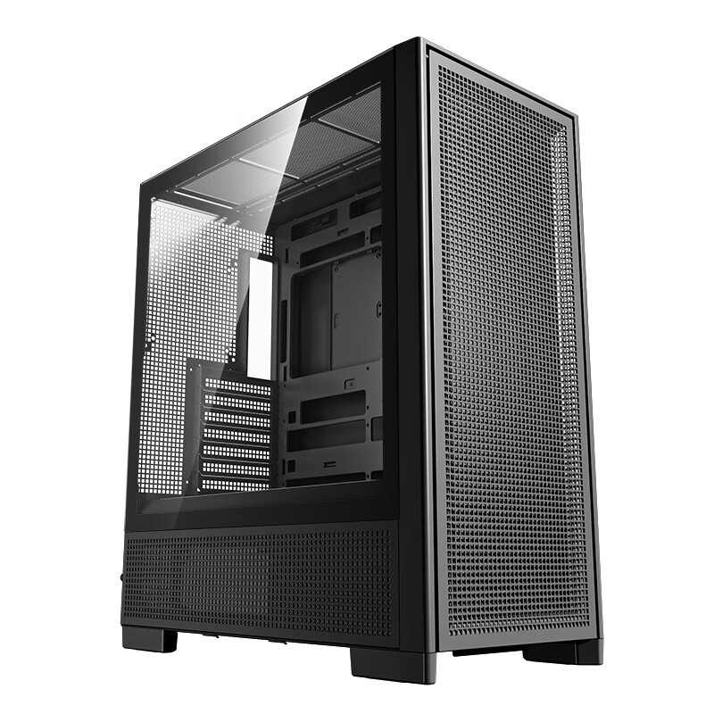 Aigo Fuyao Bili Black Glass Side Panel Desktop Computer Case, Supports 360mm Water Cooling/ATX Motherboard/Airflow Chassis/Six-Sided Mesh Dust-Proof Cooling
