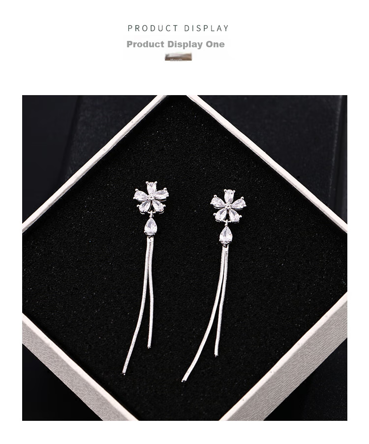 Dijing 925 Silver Long Tassel Earrings, Hoop Earrings, New Style Studs, Birthday Gift for Women, Present for Girlfriend 3
