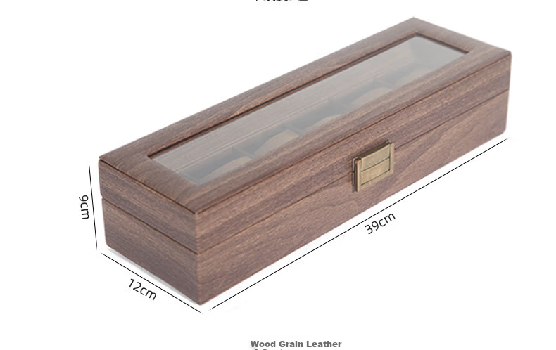 DUOJINJIANG Handmade Wooden Watch Storage Box with Multiple Watch Slots, Dustproof Velvet Interior, Walnut Wood, 6 Watch Slots, Elegant Gift 11