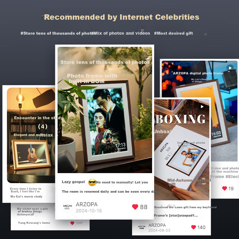 ARZOPA Digital Photo Frame D10.1 inch Smart Cloud Frame Photo and Video Slideshow Decorative Wall Art Mid-Autumn Festival Gift