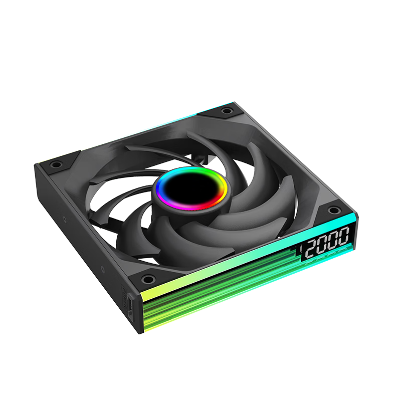 Conglinbao Xinglian Fan 120 Cubic Building Block Fan, Straight Blade 12cm, Infinite Mirror Light Synchronization PWM Speed Control, Black Case Fan, ARGB Desktop Computer Quiet Fa