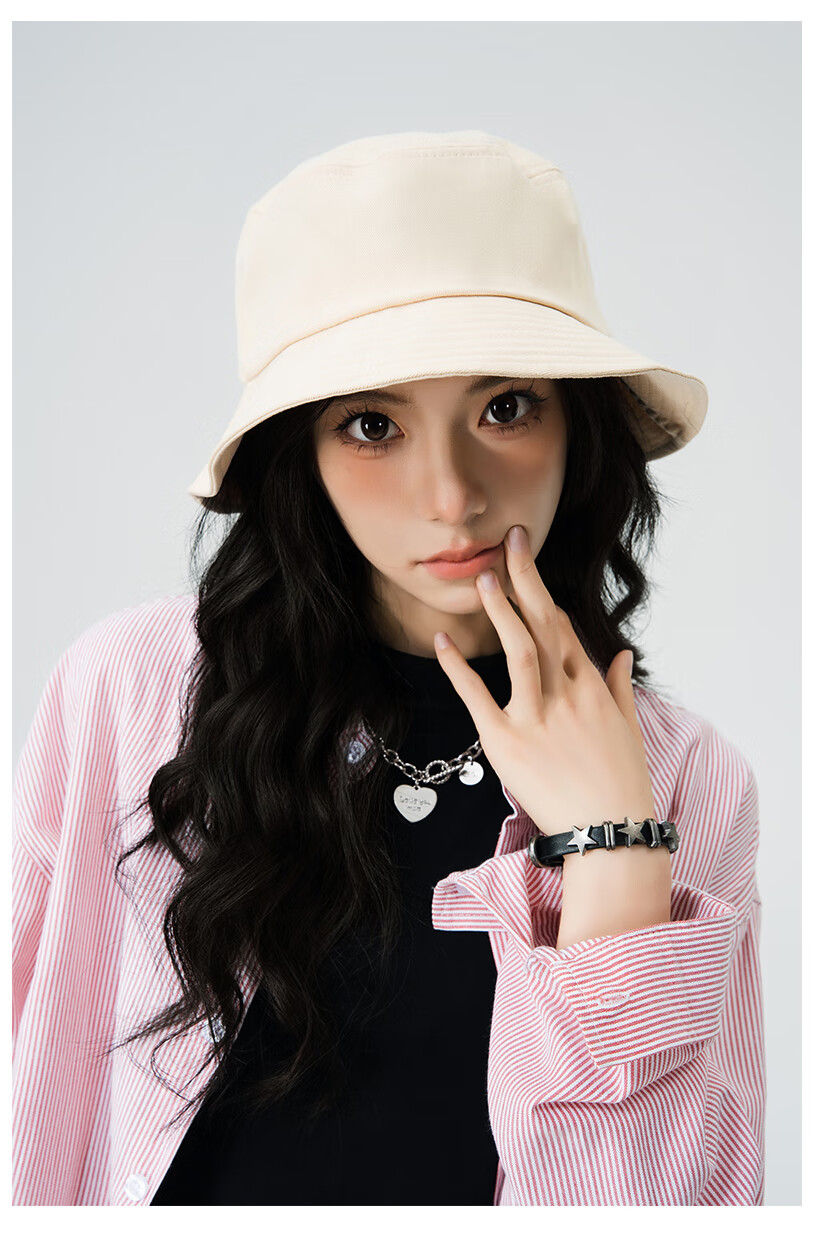 MMOPTOP Japanese Style Oversized Bucket Hat for Women, Black Sun Protection Fisherman Hat, Men's Face-Slimming Sunshade Cap 2