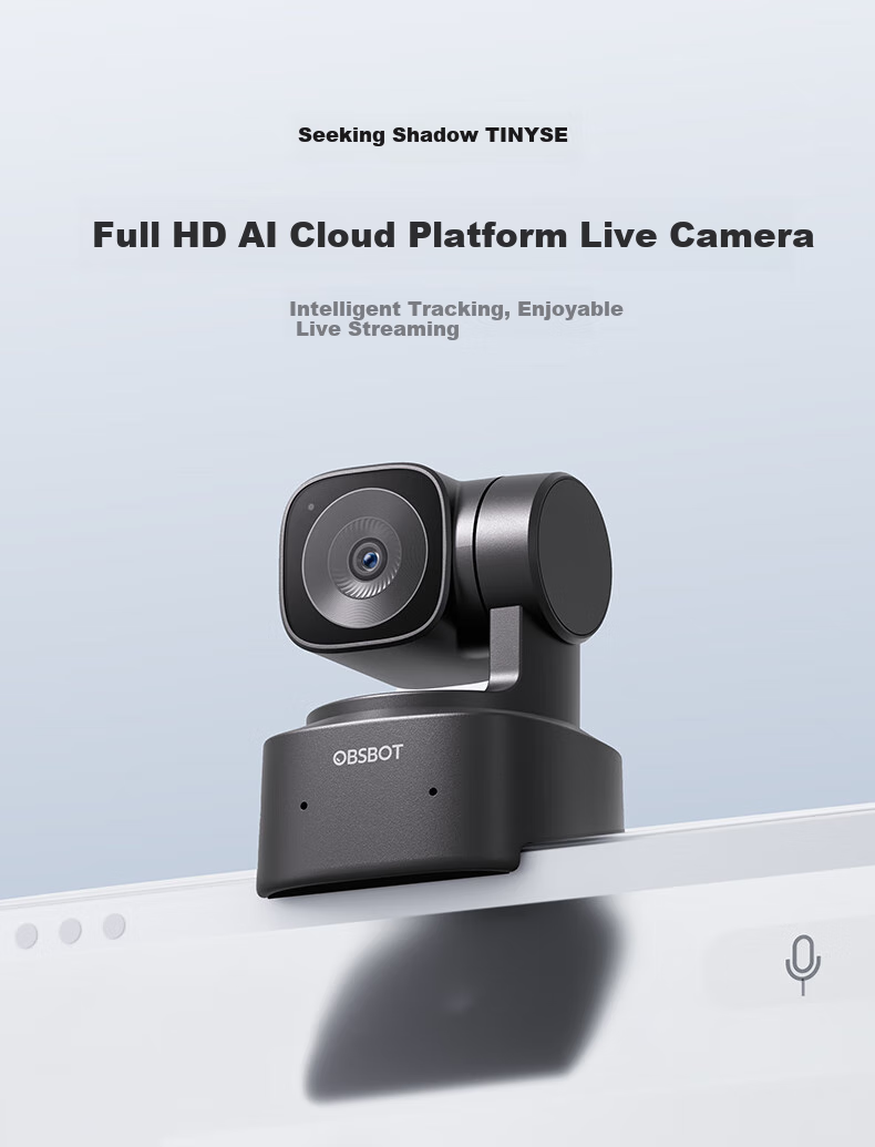 OBSBOT Xunying TINY SE AI Camera, Live Streaming Webcam for Desktop with Microphone, 1080P HD Video Conference Camera, Intelligent Tracking, Influencer Livestreaming Equipment 1