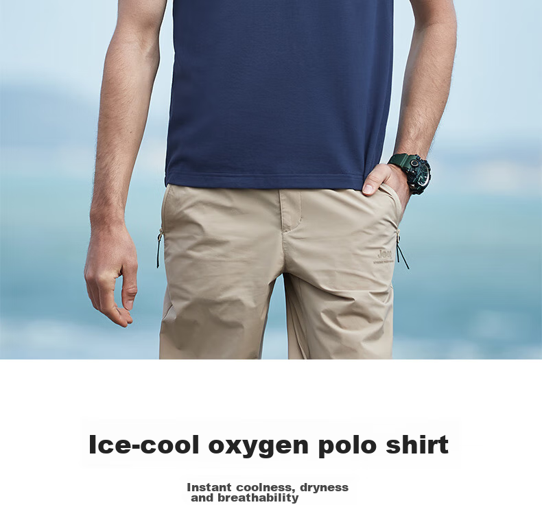 JEEP Men's Short Sleeve Polo Shirt Outdoor Sports Ice Cooling Quick-Dry Business Casual Fitness T-Shirt 2