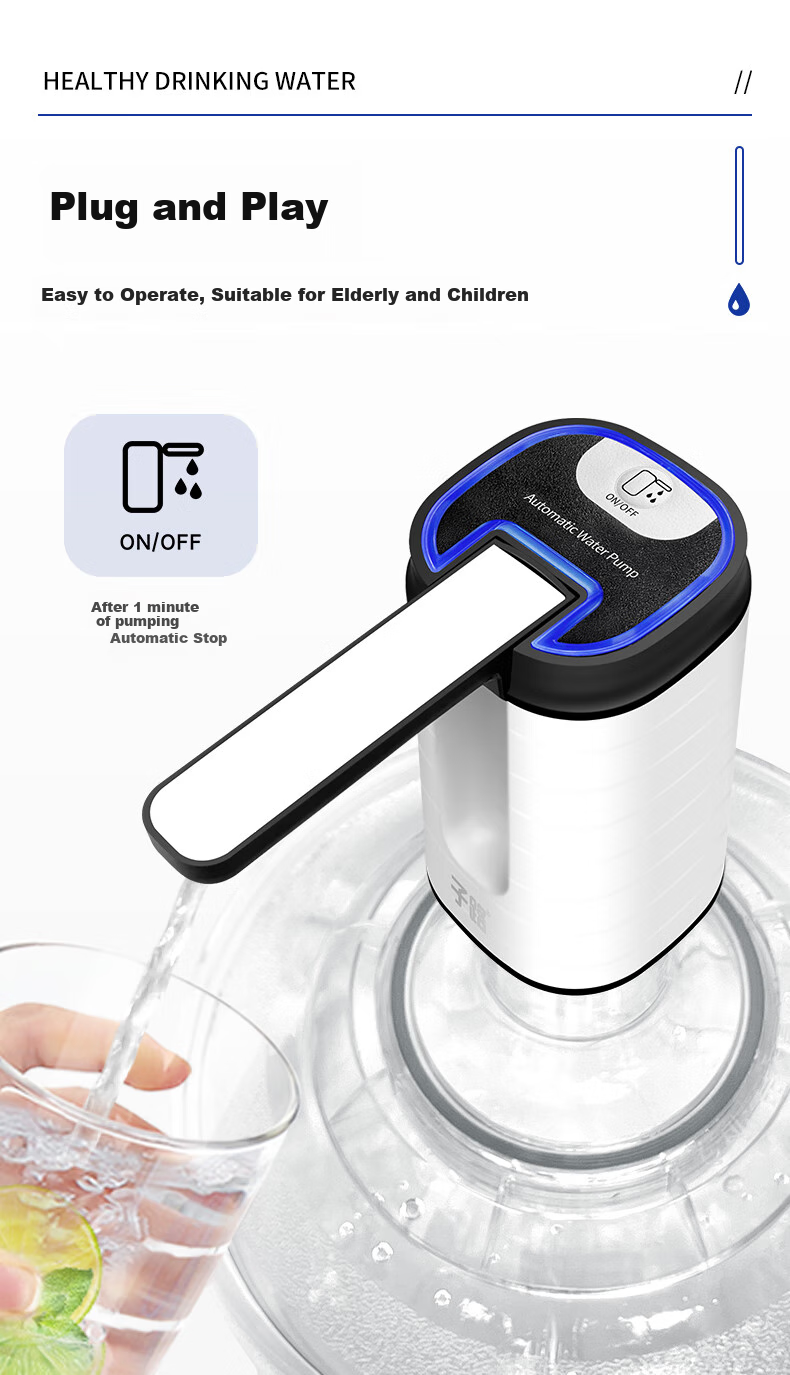 Zilu Electric Water Pump, Automatic Water Dispenser for Bottled Water, Suitable for Large And Small Bottles, with Blue Light And Large Butto 3