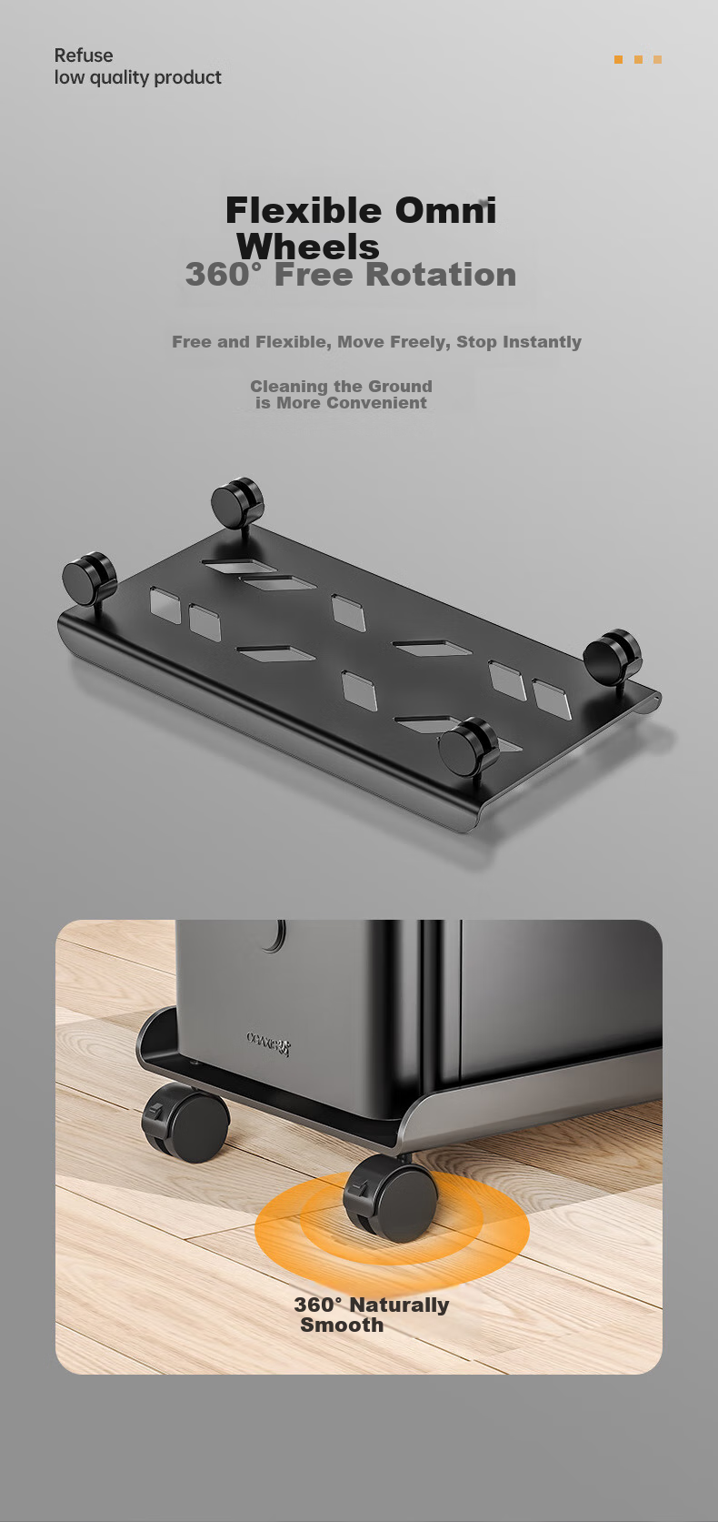 Jiuqiangu Desktop Computer Tower Stand, Movable Case Tray, Extendable Computer Storage Rack, Tower Base 6844 5