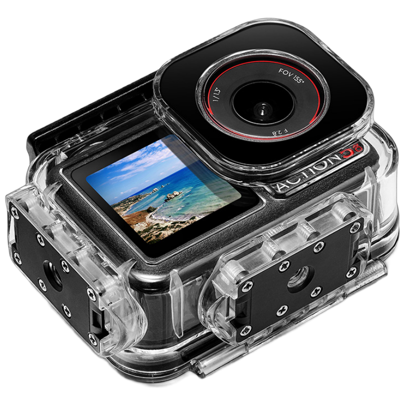 Qiye Action Camera Waterproof Case, Compatible with DJI Action 5 Pro/4, 60-Meter Water Resistance, 98% Light Transmission Rate, Switchable for Vertical And Horizontal Shooting, Suitable for Action 5 Pro/Action 4