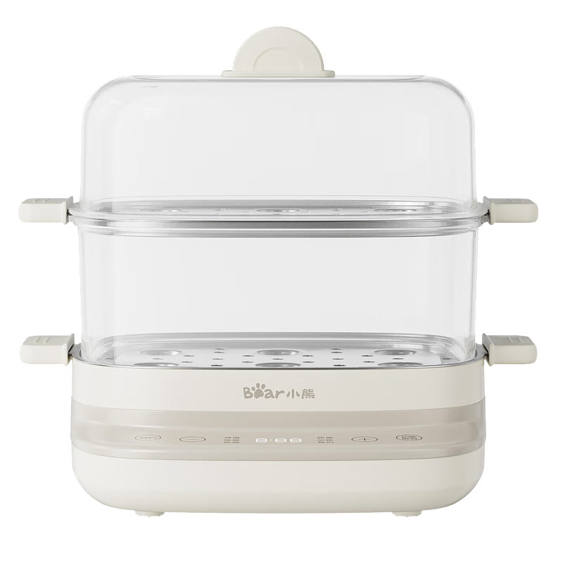 Bear Intelligent Reservation Timer Egg Steamer Cooker All-In Machine, Egg Cooker with 304 Stainless Steel Steaming Tray, Small Mini Steamer, Thermal Food Warmer Breakfast Maker ZDQ-E12H3